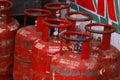 Kochi, Kerala, India -February 17, 2021 liquid petroleum gas LPG kept for distributing for home usage