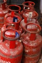 Kochi, Kerala, India -February 17, 2021 liquid petroleum gas LPG kept for distributing for home usage