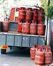 Kochi, Kerala, India -February 17, 2021 liquid petroleum gas( LPG ) stored for home distributing purpose