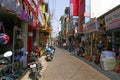 Kochi, Kerala, India -March 6, 2021 market shops on street side in kochi, kerala
