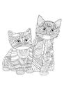 Two kittens, adult coloring page Royalty Free Stock Photo