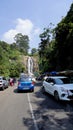 kodaikanal Silver Cascade Waterfall with tourists from the Dindigul Kodai route Royalty Free Stock Photo