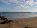 A view of Caldey Island from Tenby South beach in Pembrokeshire Royalty Free Stock Photo
