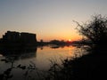 Carew Castle in Pembrokeshire at sunset