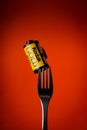 Kodak gold 100 on a fork Royalty Free Stock Photo