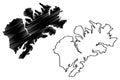 Kodiak island United States of America, North America, Alaska, US, USA map vector illustration, scribble sketch Kodiak map