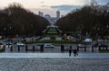 Koekelberg, Brussels Capital Region, Belgium: Cityscape view over the Elisabeth park and downtown financial district