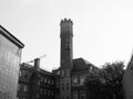 Neuerburg House stairs tower in Koeln, black and white