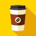 Coffee cup in flat style on color background. Drink to go. Simple object. Vector design element for your business project Royalty Free Stock Photo