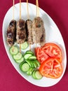 Kofta plate and salad from above Royalty Free Stock Photo