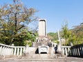 Stone stele at Maenzuka, the cremation site of Takeda Shingen famous warlord of Sengoku period