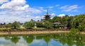 Kofukuji five storied pagoda in Nara park ,Japan during summer time