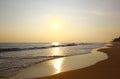 The Koggala beach in the evening at sunset Royalty Free Stock Photo