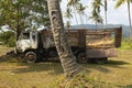 An old, abandoned and rusted material transport truck Royalty Free Stock Photo