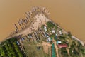 Koh Dach - Silk Island local beach, Island on Mekong river in Phnom Penh Cambodia Asia Aerial Drone Photo