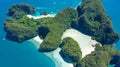 Koh Hong or Ko Hong island in Krabi andaman sea from above, beautiful lagoon island and beache of Krabi, Thailand