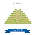 Koh Ker in Cambodia vector flat attraction landmarks Royalty Free Stock Photo