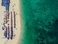 Koh Khai island, Aerial top view from drone, beautiful coral reefs and white sand beach, Phuket, Thailand