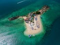 Koh Khai island, Aerial top view from drone, beautiful coral reefs and white sand beach, Phuket, Thailand