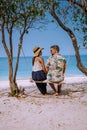 Koh Kham Trat Thailand, people relax on tropical Island Koh Kam Thailand, White beach and coast of the blue sea at Koh Royalty Free Stock Photo