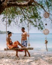 Koh Kham Trat Thailand, people relax on tropical Island Koh Kam Thailand, White beach and coast of the blue sea at Koh Royalty Free Stock Photo