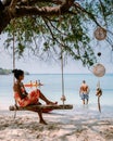 Koh Kham Trat Thailand, people relax on tropical Island Koh Kam Thailand, White beach and coast of the blue sea at Koh Royalty Free Stock Photo