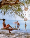 Koh Kham Trat Thailand, people relax on tropical Island Koh Kam Thailand, White beach and coast of the blue sea at Koh Royalty Free Stock Photo