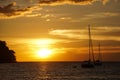 Koh kood beach thailand, sunset boat orange sky people on boat, kayaking silhouette Royalty Free Stock Photo