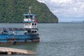 KOH LANTA, THAILAND - AUGUST 31, 2013: Ferry boat conveying passengers to Koh Lanta island port. Royalty Free Stock Photo