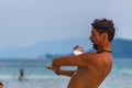 Contact juggling ball Zen Beach sunset Thailand