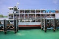 KOH PHANGAN, THAILAND - AUGUST 20, 2013: Ferry boat conveying passengers to Phangan island.