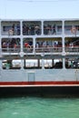 KOH PHANGAN, THAILAND - AUGUST 20, 2013: Ferry boat conveying passengers to Phangan island port. Royalty Free Stock Photo