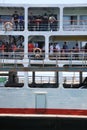 KOH PHANGAN, THAILAND - AUGUST 20, 2013: Ferry boat conveying passengers to Phangan island.