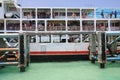 KOH PHANGAN, THAILAND - AUGUST 20, 2013: Ferry boat conveying passengers to Koh Phangan island port. Royalty Free Stock Photo