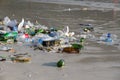 Consequences of sea water pollution on the Haad Rin beach after the full moon party on island Koh Phangan, Thailand