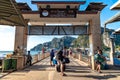 Koh Phi Phi island, Krabi Thailand - November 26 2019: Busy, crowded Tonsai Pier on a paradise Thai island. Lots of people coming