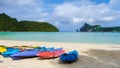Koh Phi Phi Island Thaiand, colorful kayaks on the beach of Koh Phi Phi Don Royalty Free Stock Photo