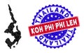 Koh Phi Leh Map Polygonal Mesh and Scratched Bicolor Stamp
