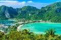 Koh Phi Phi Don, Viewpoint - Paradise bay with white beaches. View from the top of the tropical island over Tonsai Village, Ao Royalty Free Stock Photo