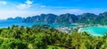 Koh Phi Phi Don, Viewpoint - Paradise bay with white beaches. View from the top of the tropical island over Tonsai Village, Ao Royalty Free Stock Photo