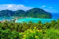 Koh Phi Phi Don, Viewpoint - Paradise bay with white beaches. View from the top of the tropical island over Tonsai Village, Ao Royalty Free Stock Photo