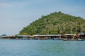Koh Phitak , Chumphon province Thailand January 2020, fishing boats and small huts above the water, Koh Phitak a