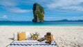 Koh Poda Krabi Thailand, picnic on the tropical beach of Koh Poda Island Krabi Thailand