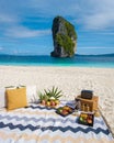 Koh Poda Krabi Thailand, picnic on the tropical beach of Koh Poda Island Krabi Thailand