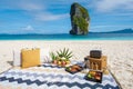 Koh Poda Krabi Thailand, picnic on the tropical beach of Koh Poda Island Krabi Thailand