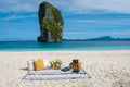 Koh Poda Krabi Thailand, picnic on the tropical beach of Koh Poda Island Krabi Thailand