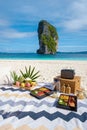 Koh Poda Krabi Thailand, picnic on the tropical beach of Koh Poda Island Krabi Thailand