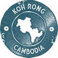 Koh Rong map vintage stamp.