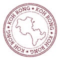 Koh Rong round rubber stamp with island map.