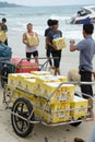 KOH SAMET, THAILAND MARCH 29, 2016 - People bringing Singha beer to Koh Samet Island.